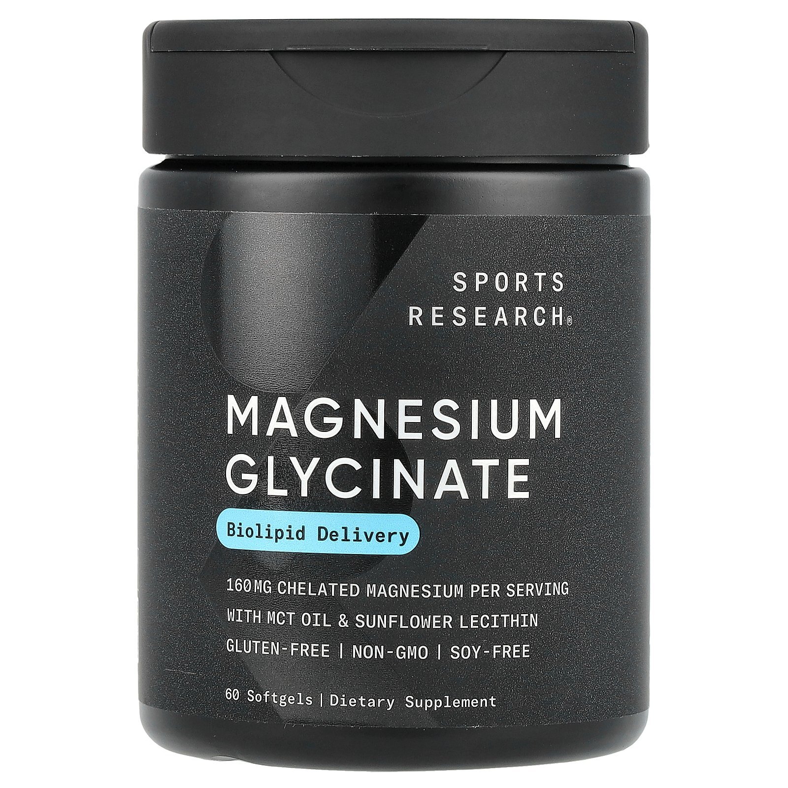 Magnesium Glycinate, 160 mg, 60 Softgels (80 mg per Softgel)