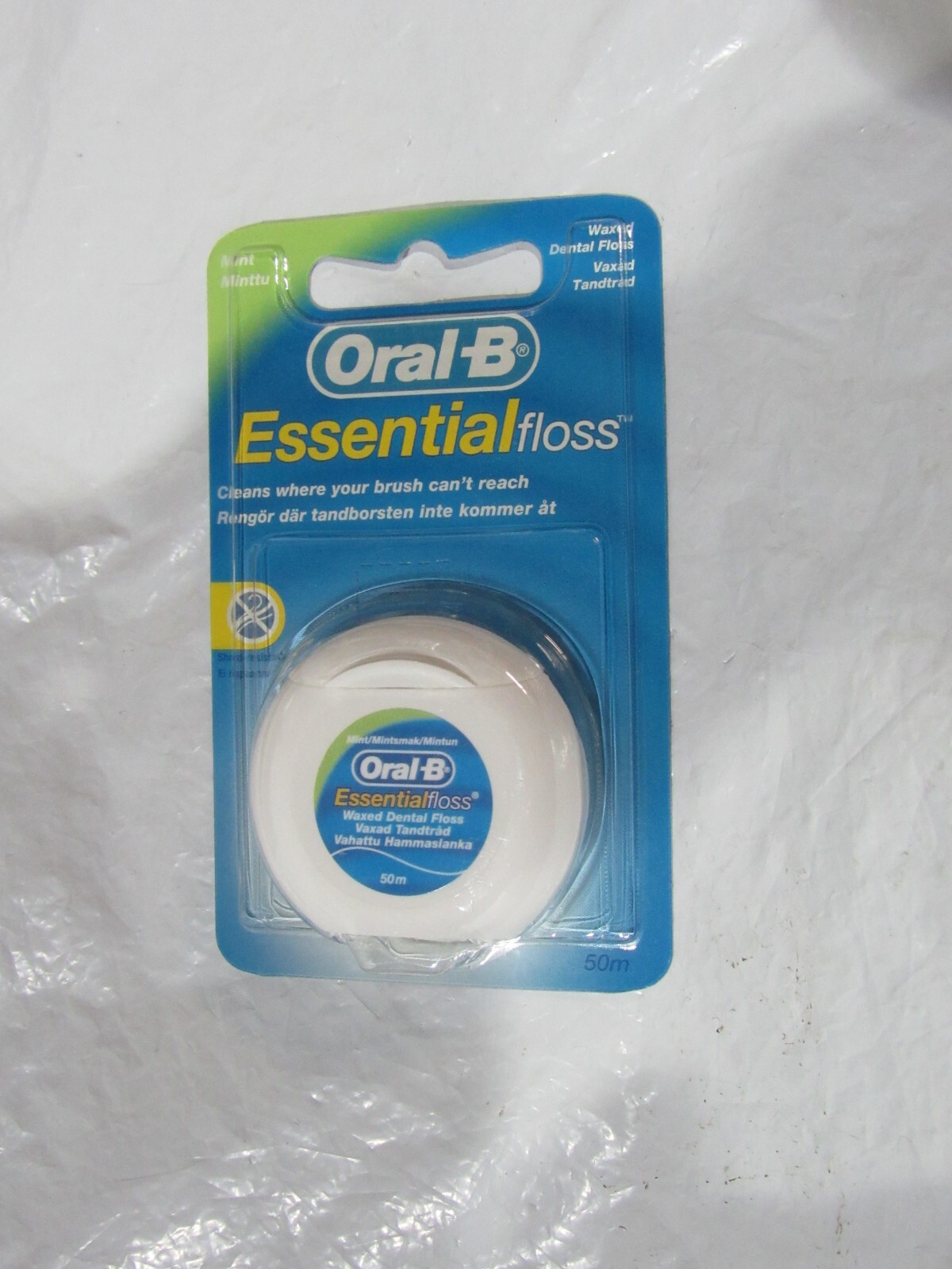 Lot of 5 Oral-B Essential Dental Floss Mint Waxed 50m Medium