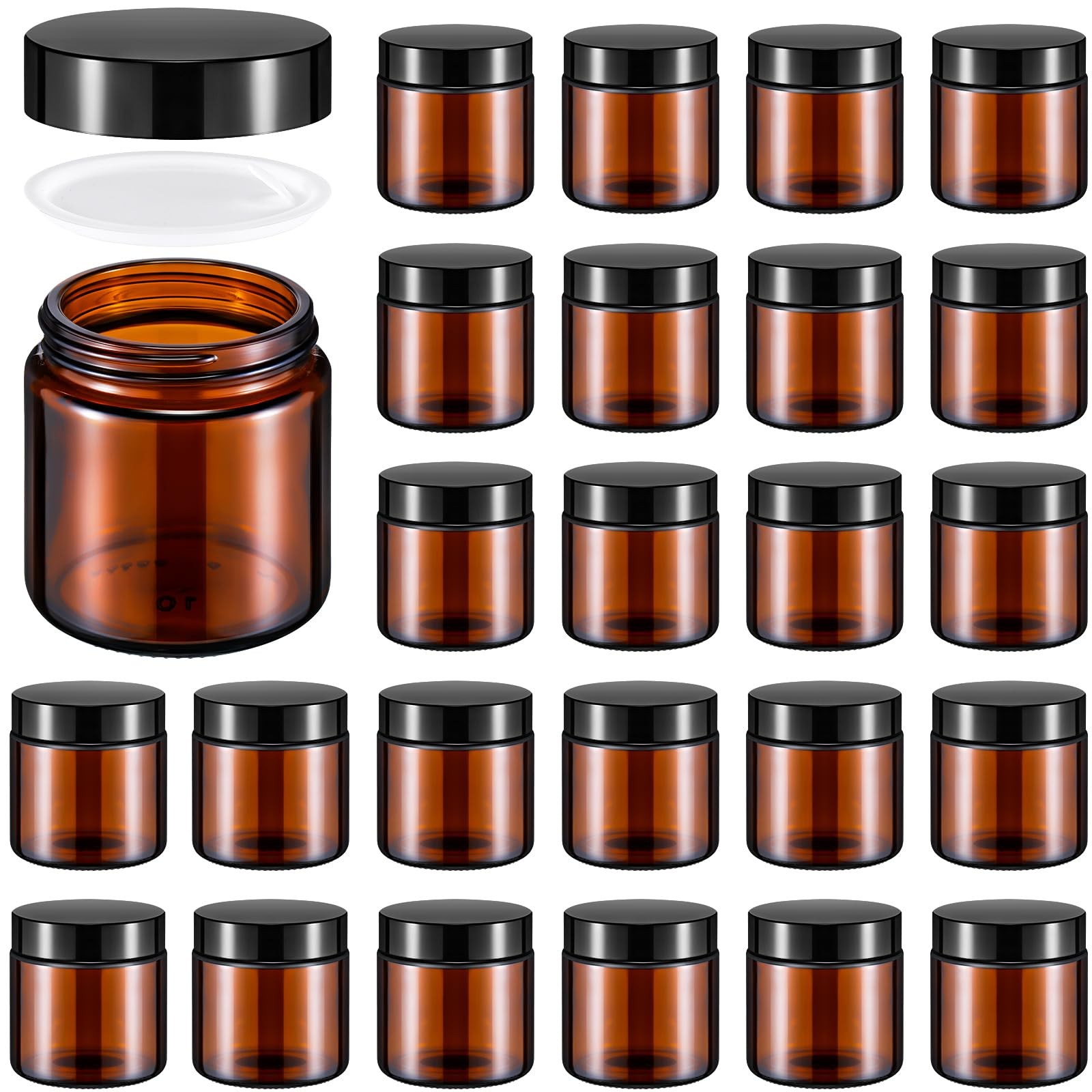 24 Pcs 4 oz Glass Jars with Lids Leakproof Round Airtight Empty Cosmetic Jars…