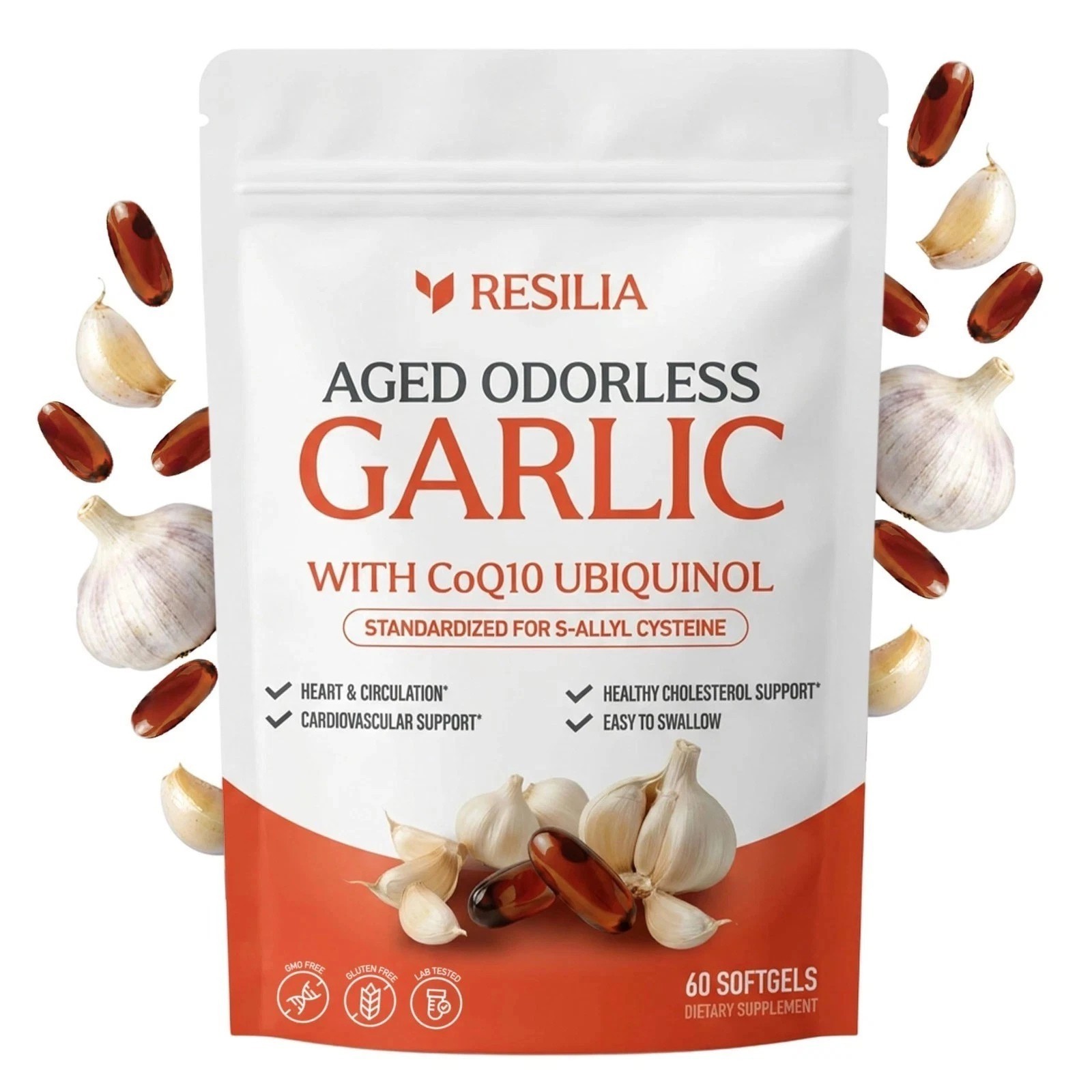 Resilia Odorless Aged Garlic Extract 600mg 60 Softgels New Sealed Exp 2028