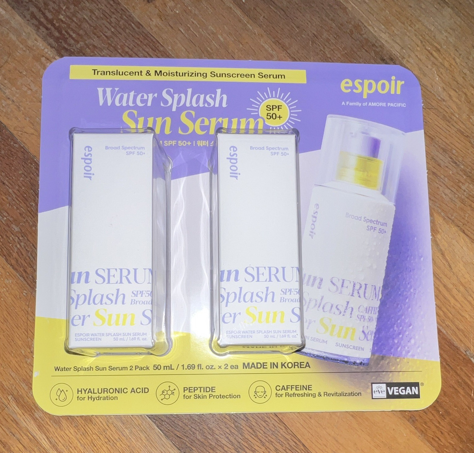 espoir Water Splash Sun Serum SPF 50+ Broad Spectrum Vegan Face 2-Pack 1.69oz