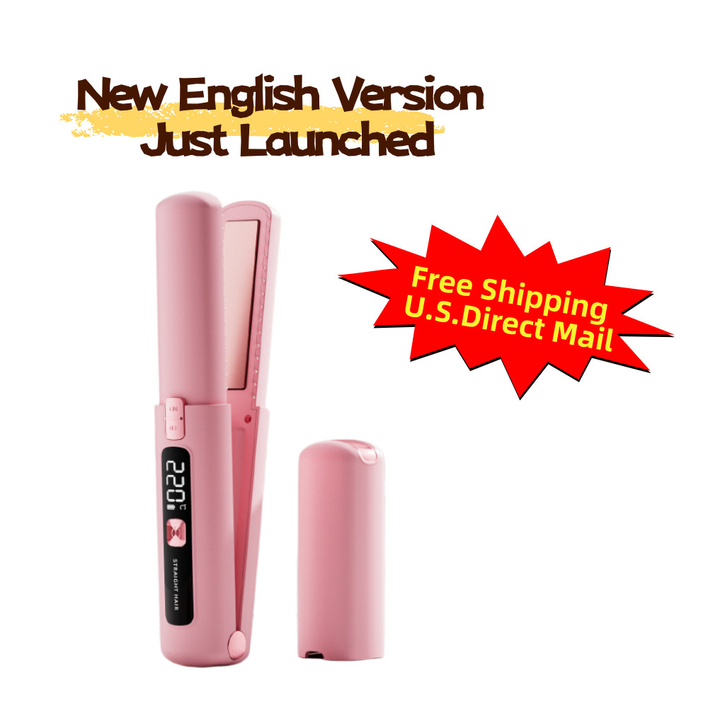 Cordless Hair Straightener and Curler Rechargeable Travel Flat Iron for Women
