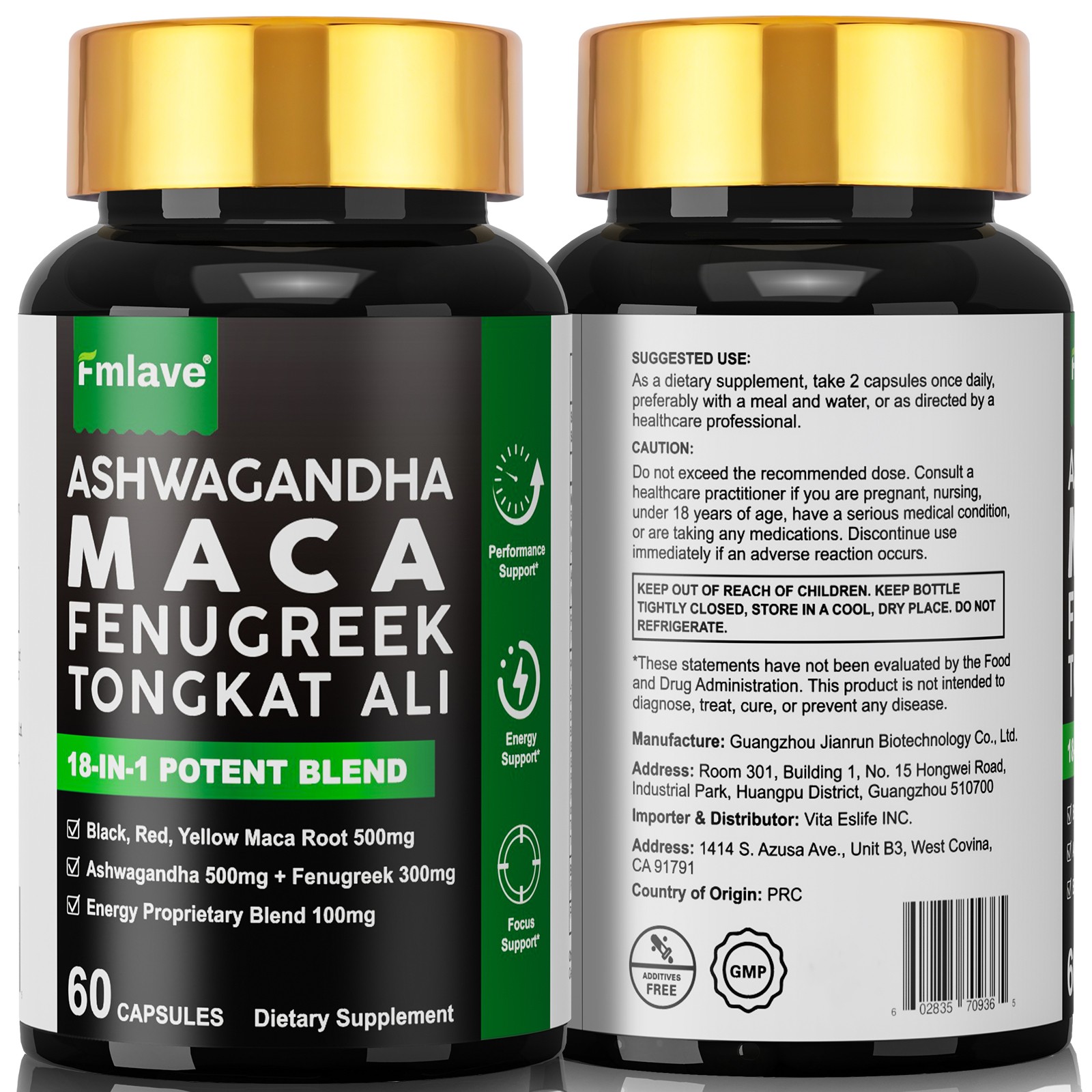 2 Pack Maca Root Capsules -Maca Root Ashwagandha Fenugreek Ginseng L-Arginine US