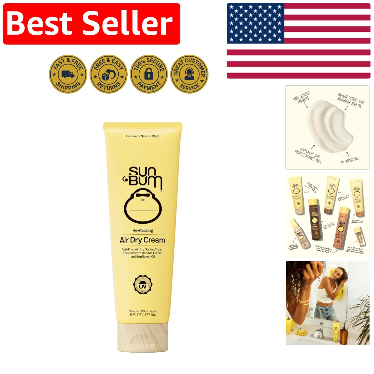Smooth and Enhance Hair Texture – Anti-Frizz Air Dry Cream – 6 fl oz