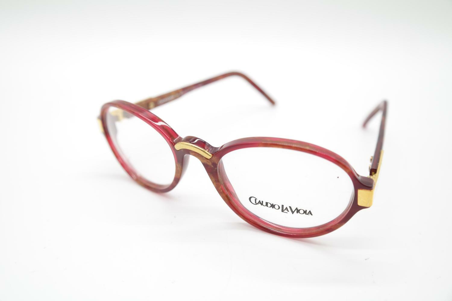 Vintage Claudio La Viola by Dolomit CLV 36/M Red Gold Oval Glasses NOS
