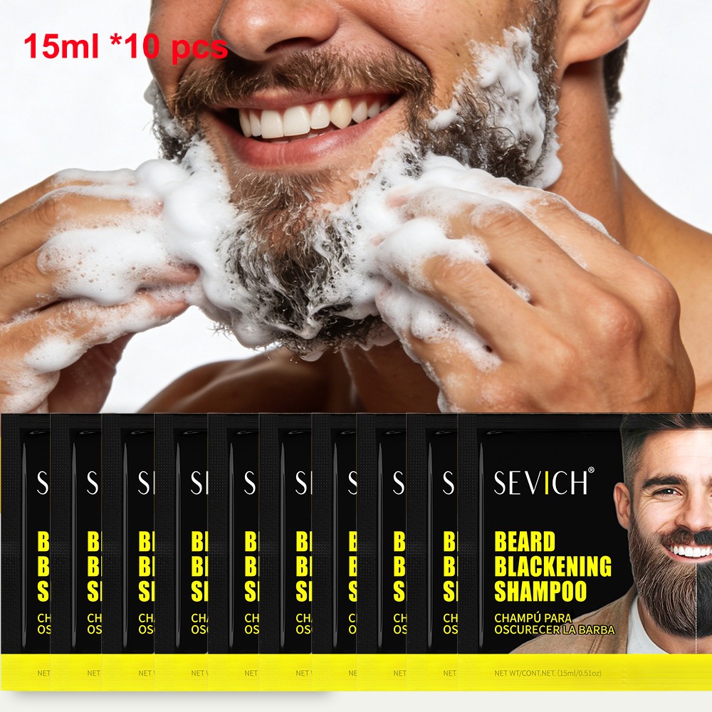 10pcs Mens Beard Dye Black Shampoo Instant Blackening Beard Mustache Tint Cream