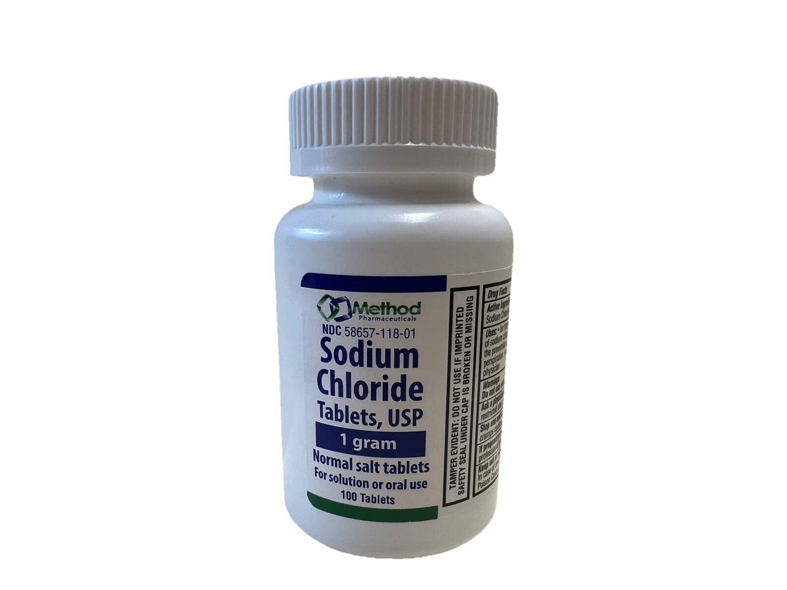 Method Pharm. Sodium Chloride Salt Tablets 1g 100ct ~NEW & SEALED~ Exp 08/2025
