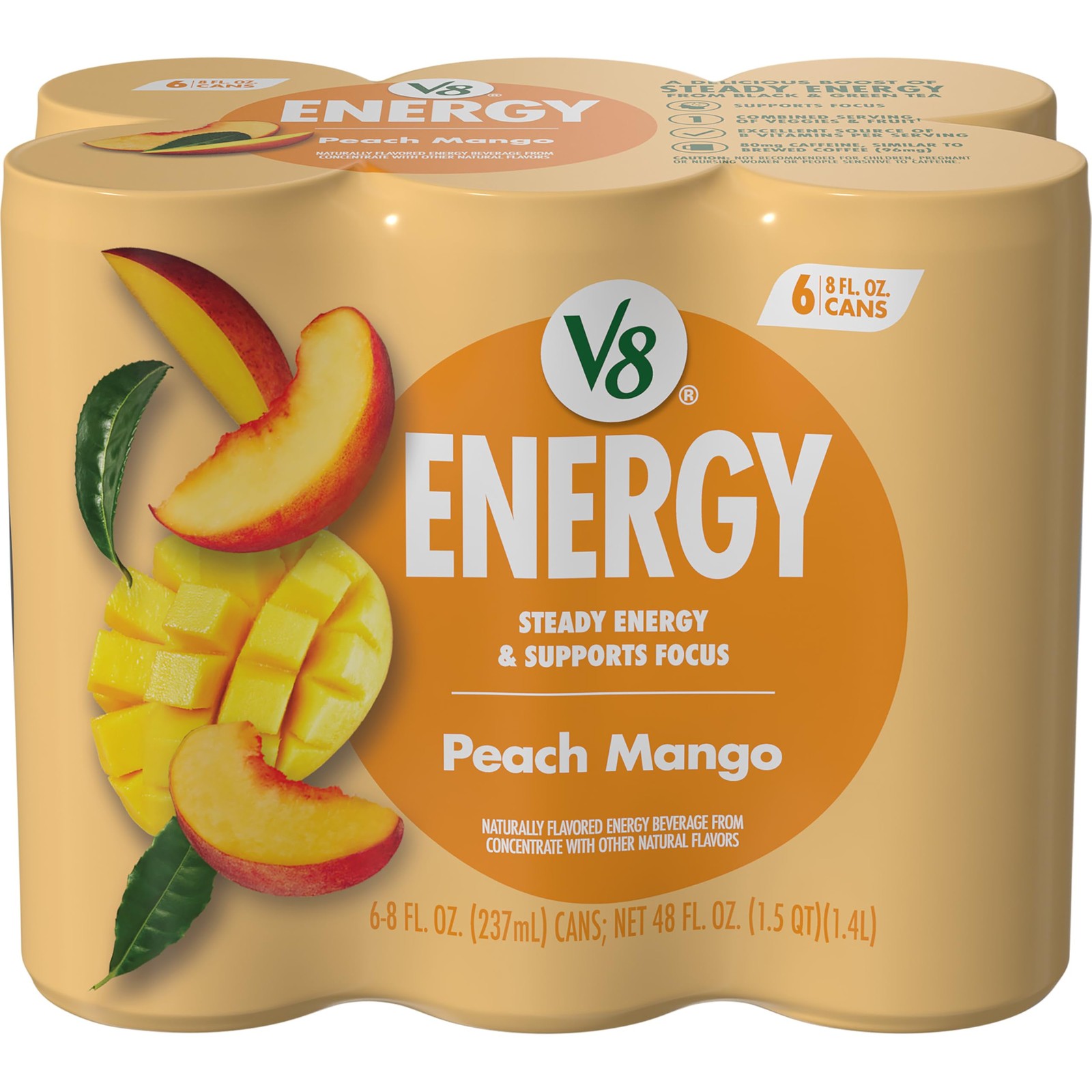 Energy Peach Mango Energy Drink, 8 fl oz Can 6 Pack
