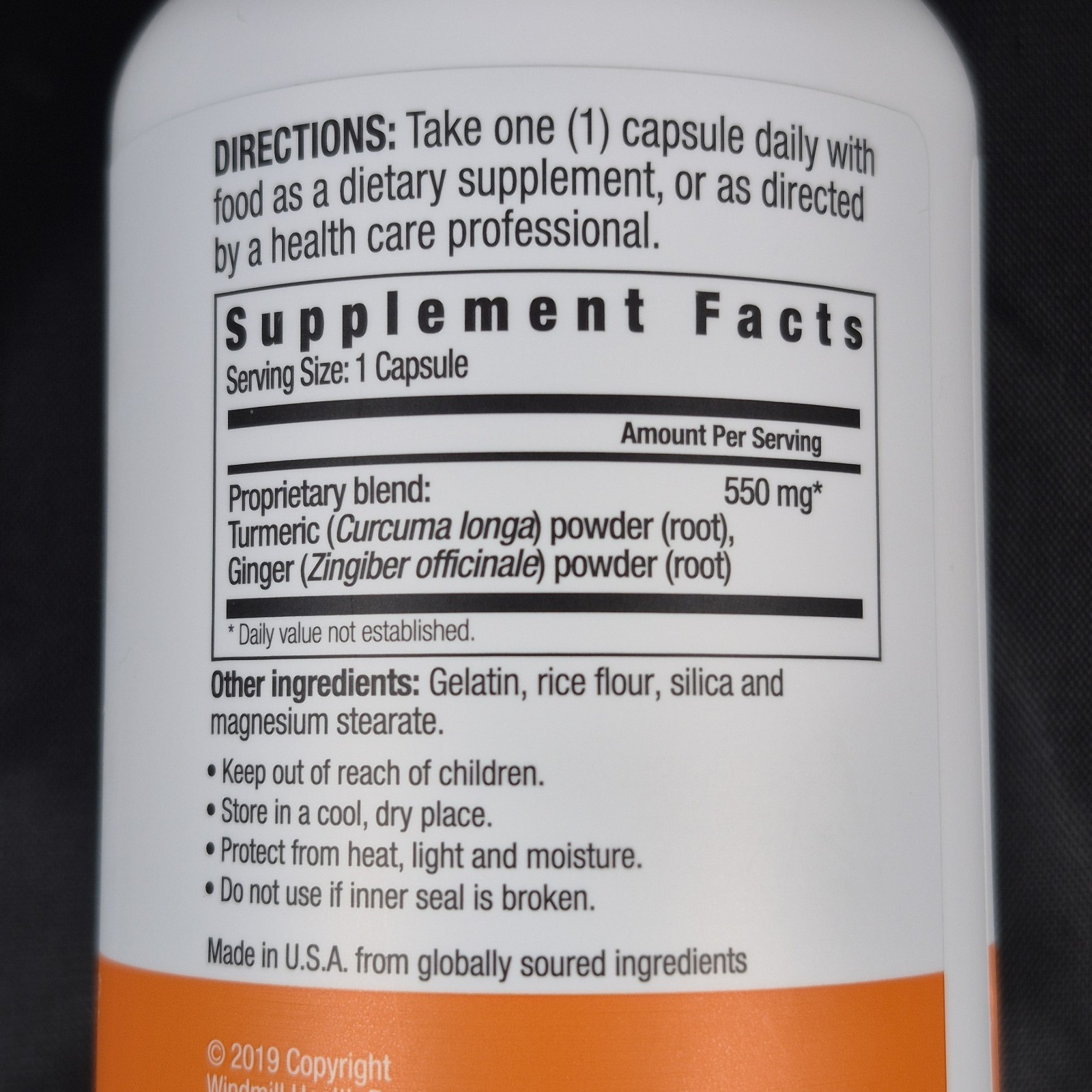Turmeric with Ginger Capsules 550mg 90 Capsules Wellness Garden Exp. 07/2028