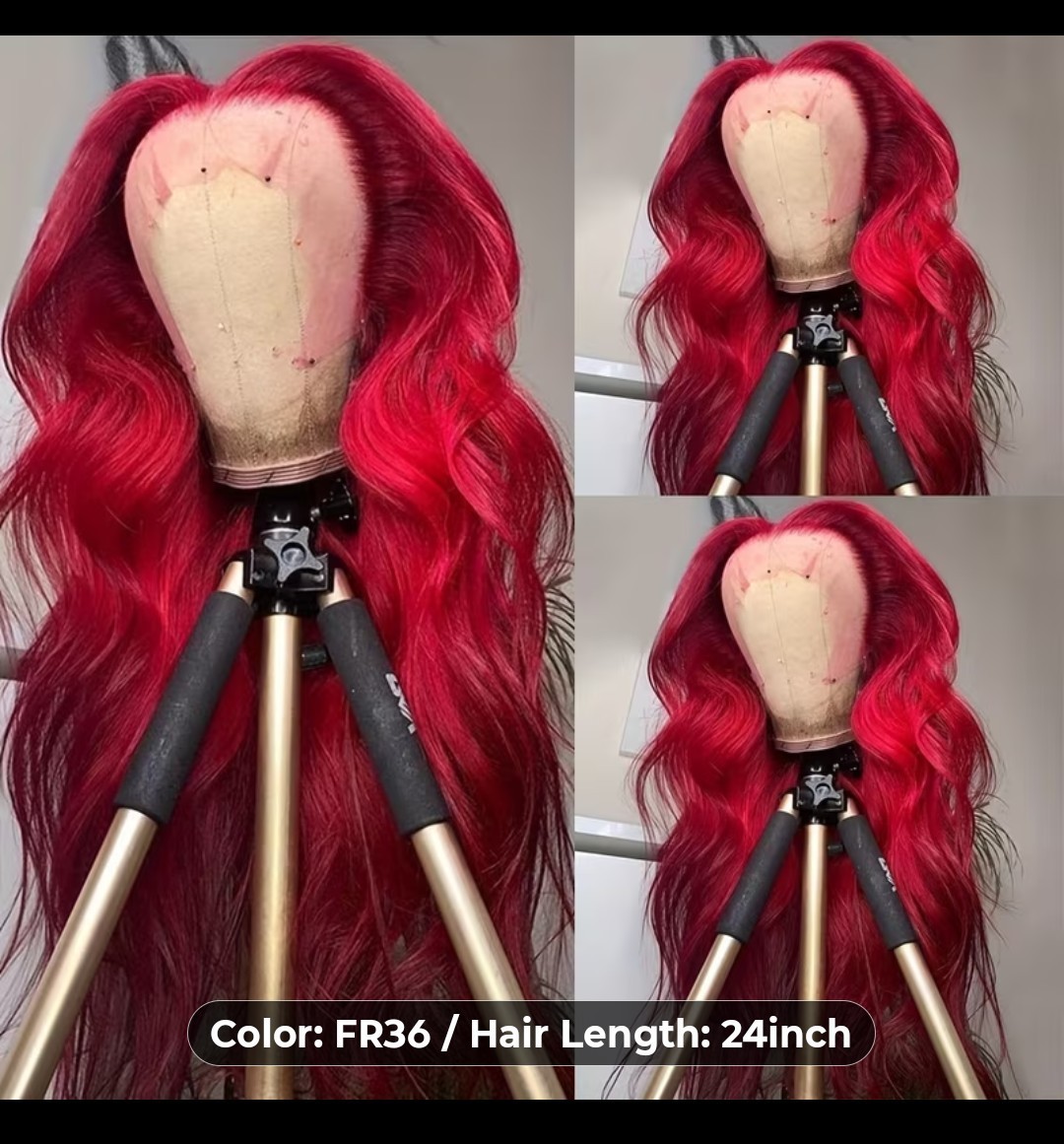 Red Wavy Hair Lace Front Wigs Long Natural Body Wave Heat Resistant Women Party
