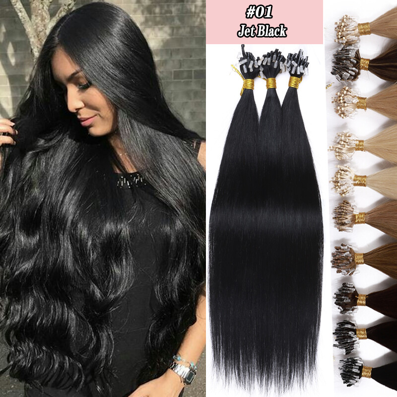 THICK 100% Remy Human Hair Extensions Micro Loop Ring Bead 16 18 20 22 inch ASP