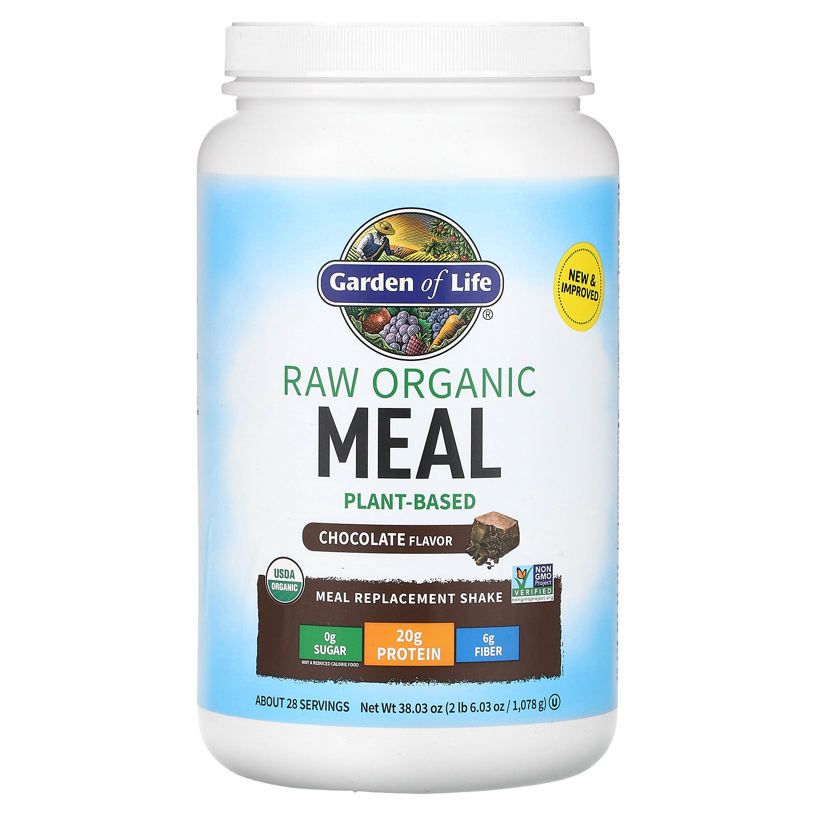 Garden of Life RAW Organic Meal Shake & Meal Replacement Chocolate Cacao 2.24 lb