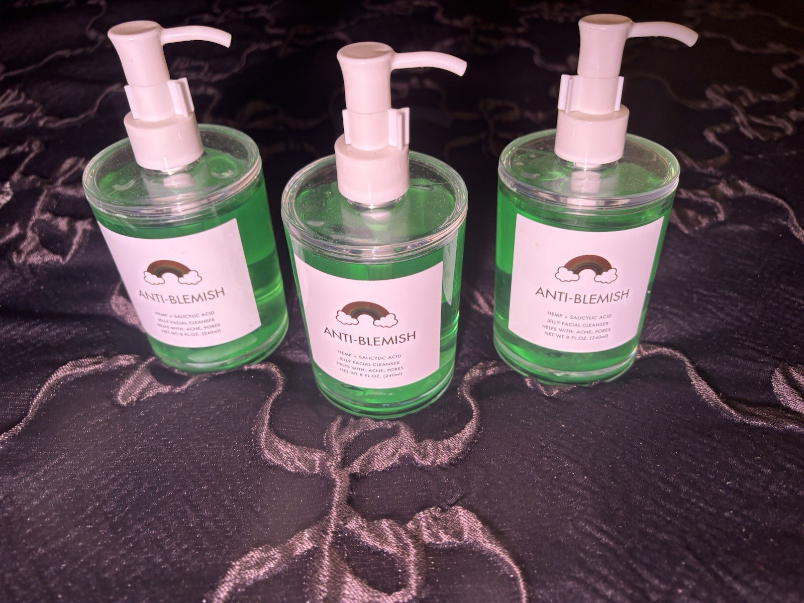 Lot of 3 Anti-Blemish Jelly Face Cleanser w/ Hemp + Salicylic Acid 8 fl oz