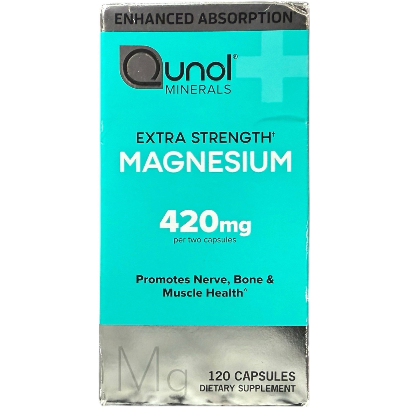 (2) Qunol Minerals Extra Strength Magnesium, 420mg, 120 Capsules Ea. 04/2027+