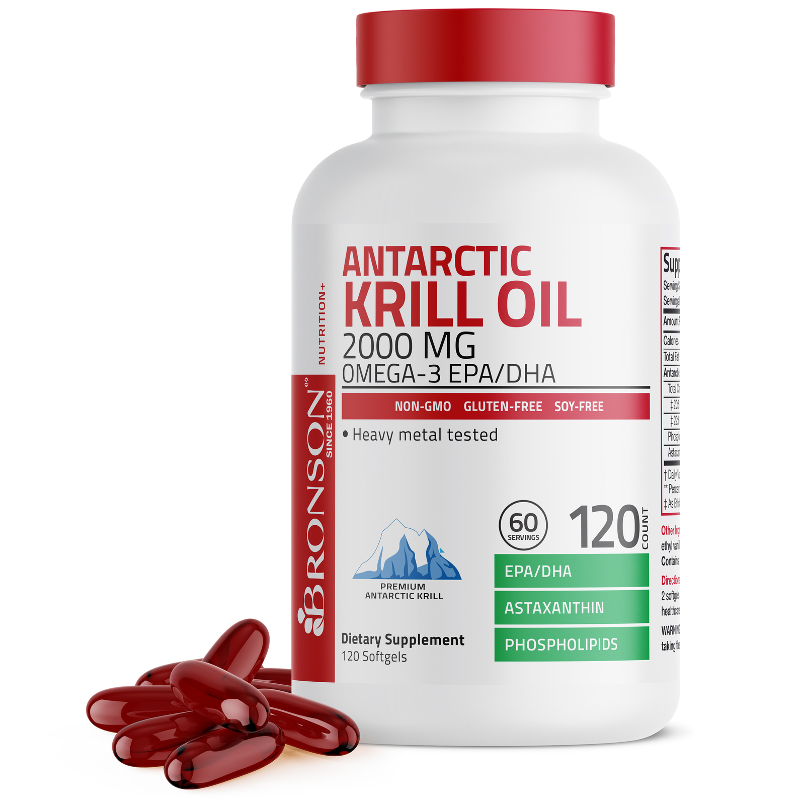 Antarctic Krill Oil 2000mg with Omega-3s EPA, DHA and Astaxanthin, 120 Softgels