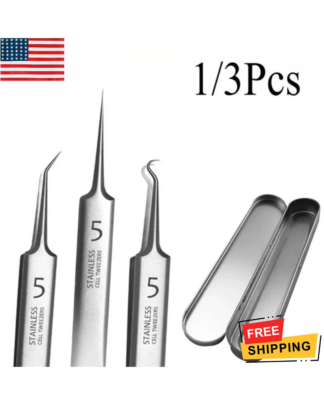 3Professional Tweezers Ultra-fine No. 5 Acne Blackhead Removal Beauty Salon Tool