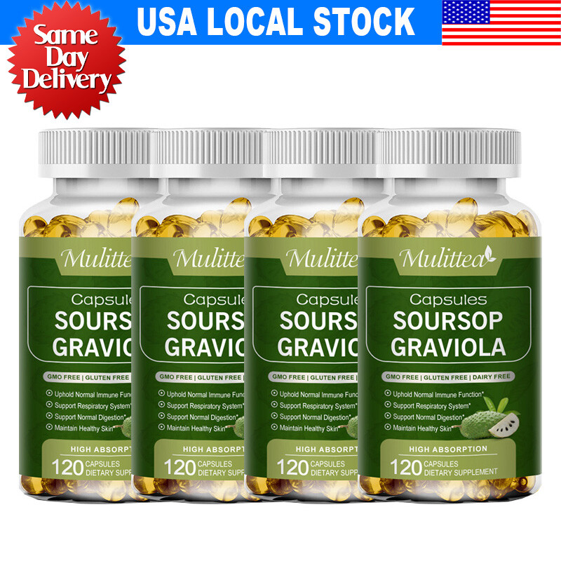 Soursop Graviola Capsules Leaf & Fruit Extract 120 Capsules High Potency 1000mg