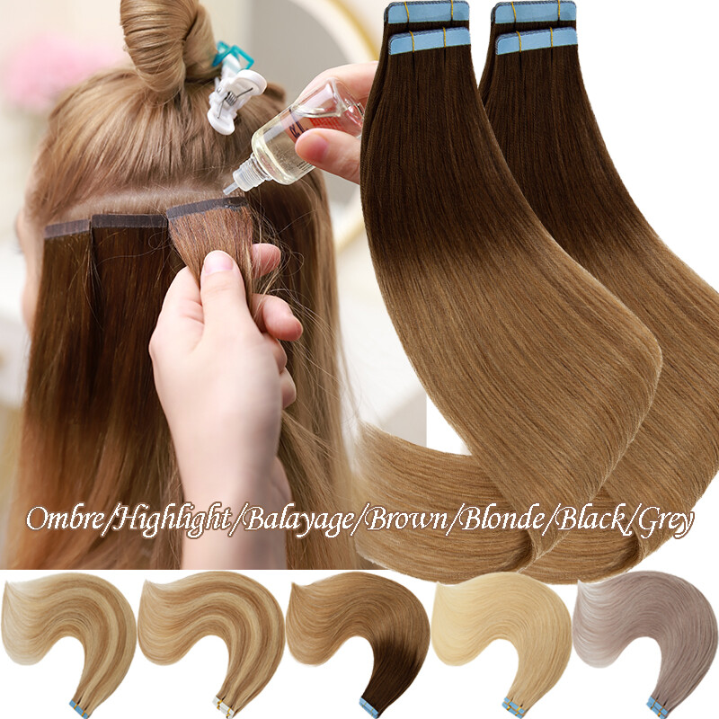 Invibible Thick Tape in Skin Weft Remy Human Hair Extensions 40pcs=100g Ombre