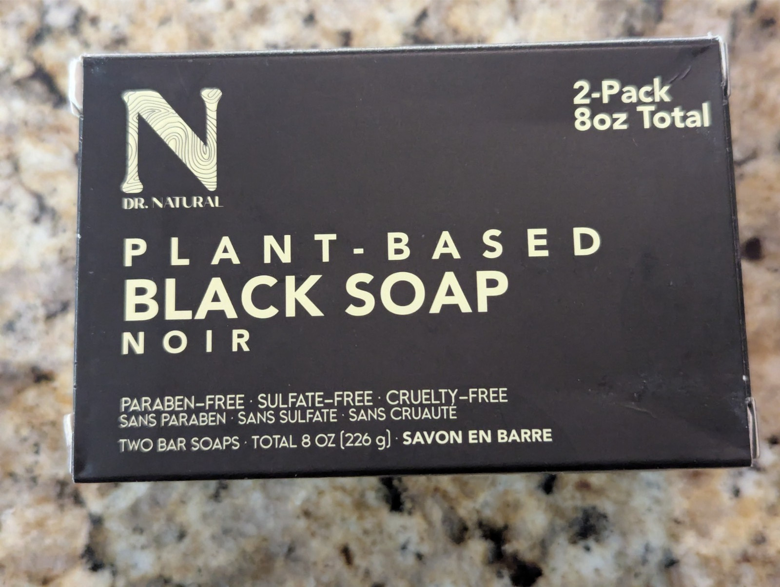Dr Natural Plant-Based Black Soap Noir 4 oz x 2 Pack