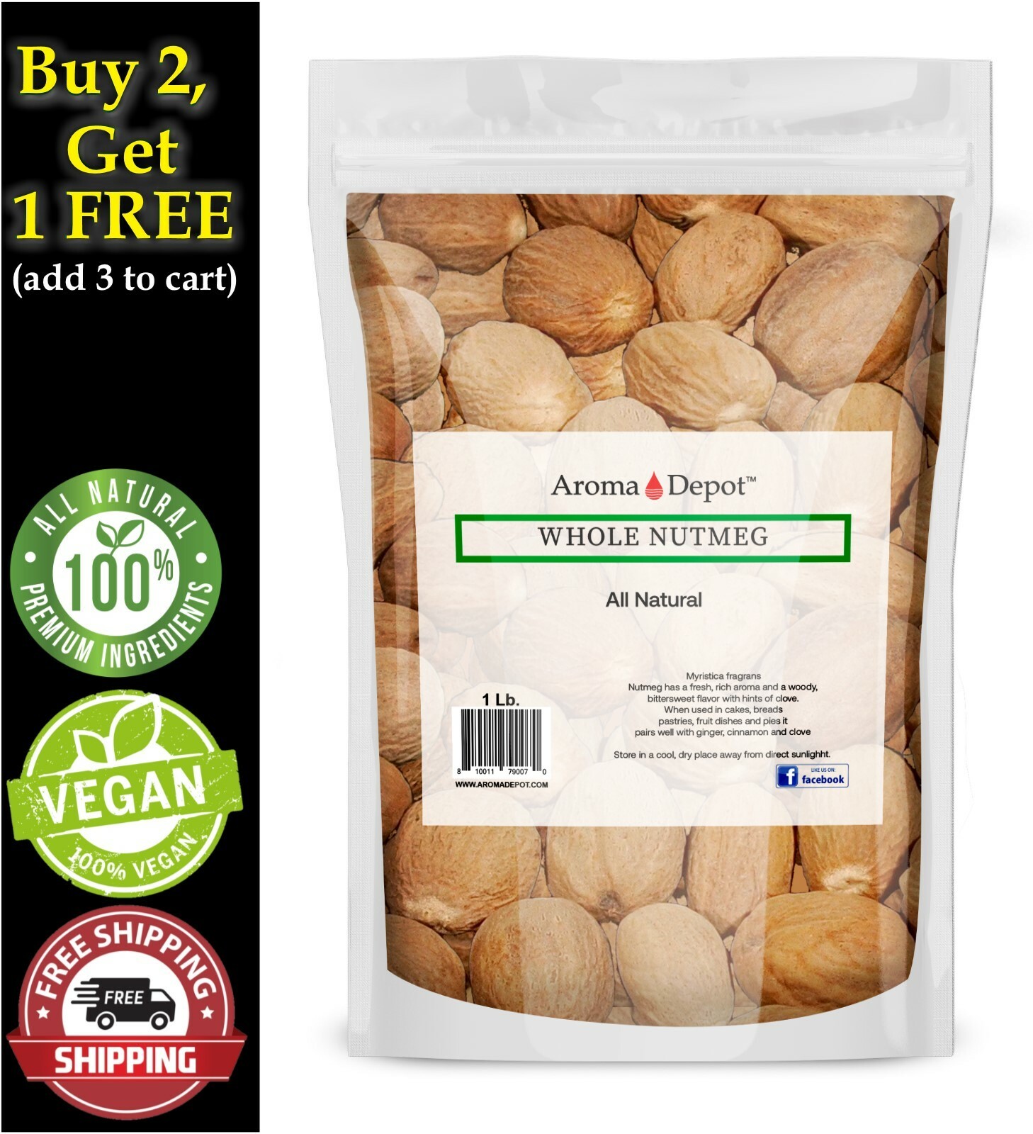 1 lb Whole Nutmeg Pure Natural Whole Spice Myristicaceae Nuez Moscada