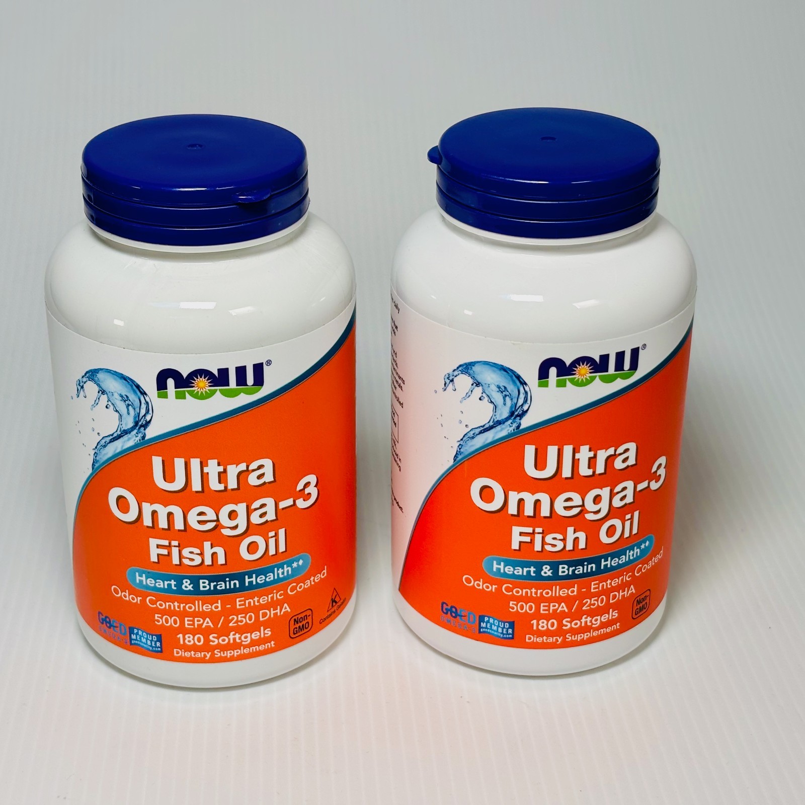 NOW Omega-3 EPA DHA Fish Oil 180 Softgel Capsules 2 Bottle Year Supply Exp 03/30