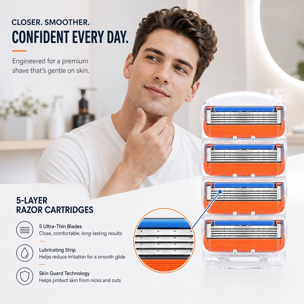 16PCS Shaving Razor Blades Refills Compatible for GiIIette Fusion 5 Proglide US