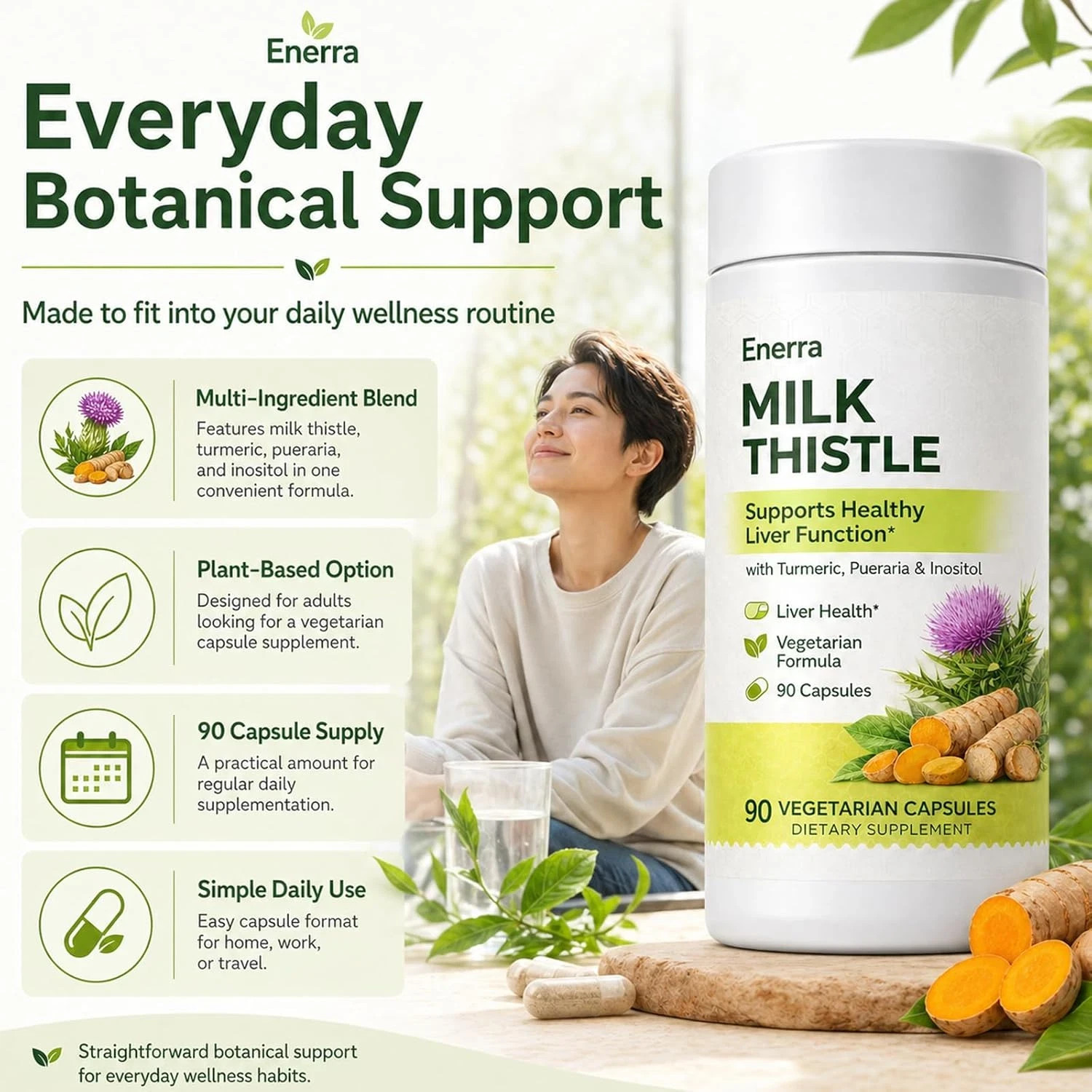 kivo Enerra Milk Thistle Liver Support Capsules, 90 Vegetarian Capsules | Liver