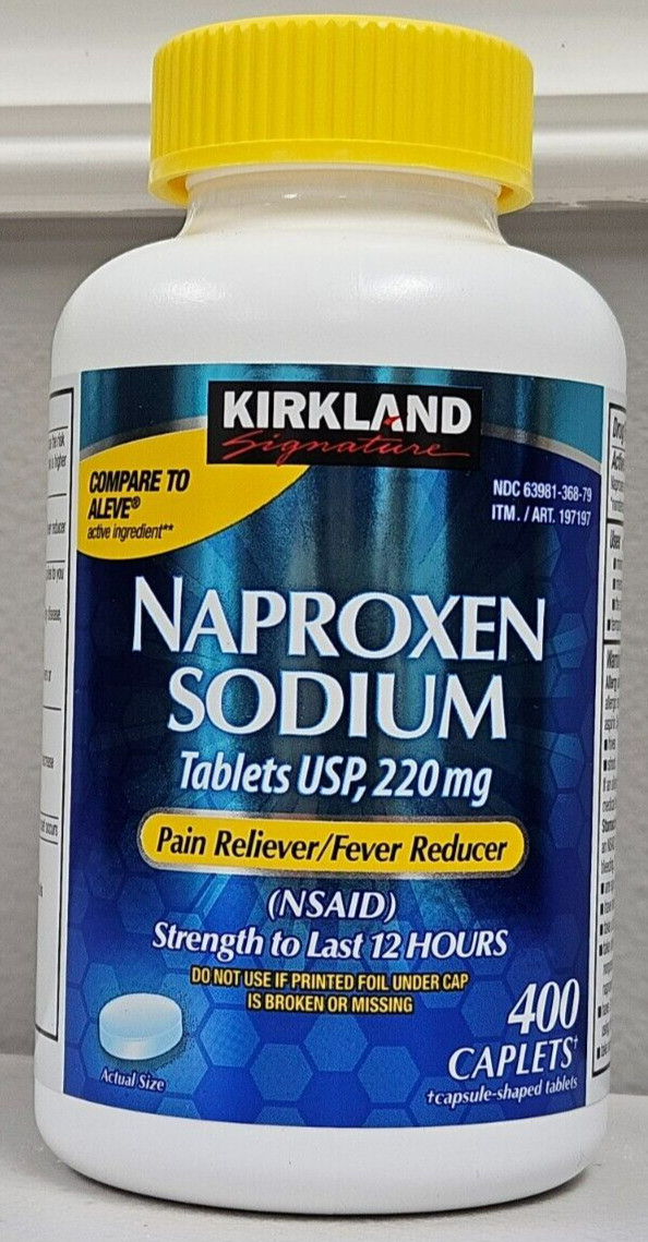 Kirkland Naproxen Sodium 220mg Pain Reliever Fever Reducer 400 Caplets Exp 09/25