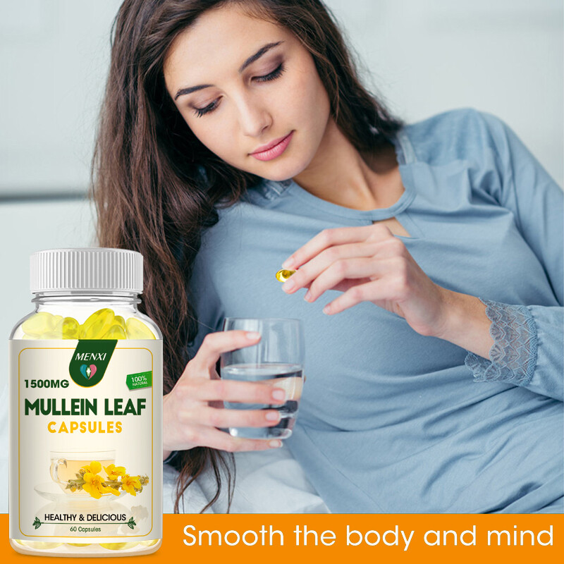 Mullein Leaf 60 Capsules for Lung Cleansing & Detox Herbal Dietary Supplement