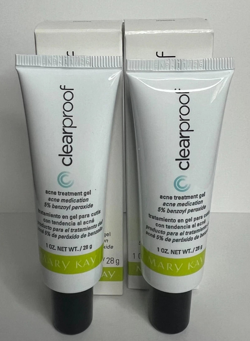 Mary Kay Clearproof Acne Treatment Gel 1 oz (2 Pack) 5% Benzoyl Peroxide NEW