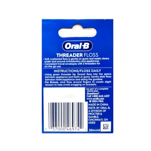2 Pack Oral-B Glide Pro-Health Threader Floss 30 Single-Use Packets