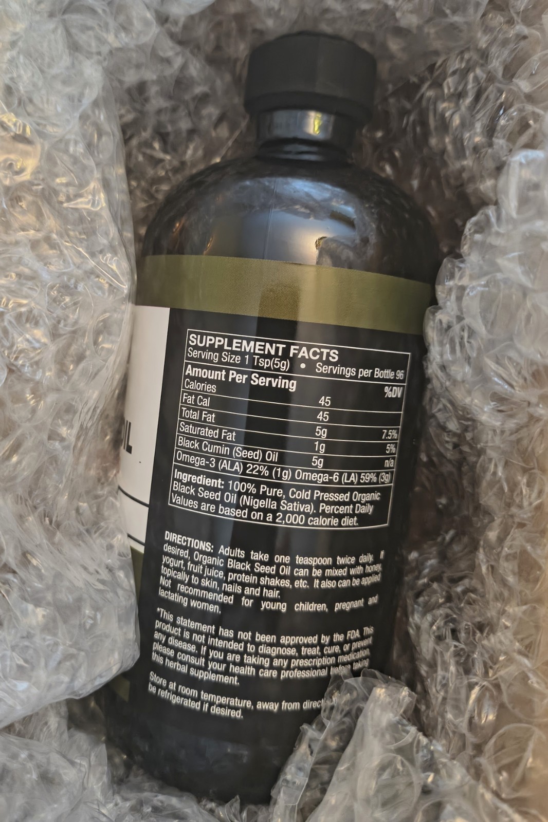 Black Seed Oil 16 oz GLASS Unfiltered Cold Pressed Cumin Nigella Sativa Non GMO