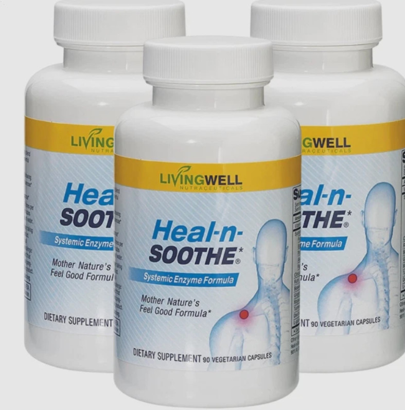 3 pack LivingWell Nutraceuticals Heal|n|Soothe Systemic Enzyme Formula 90 Cap！