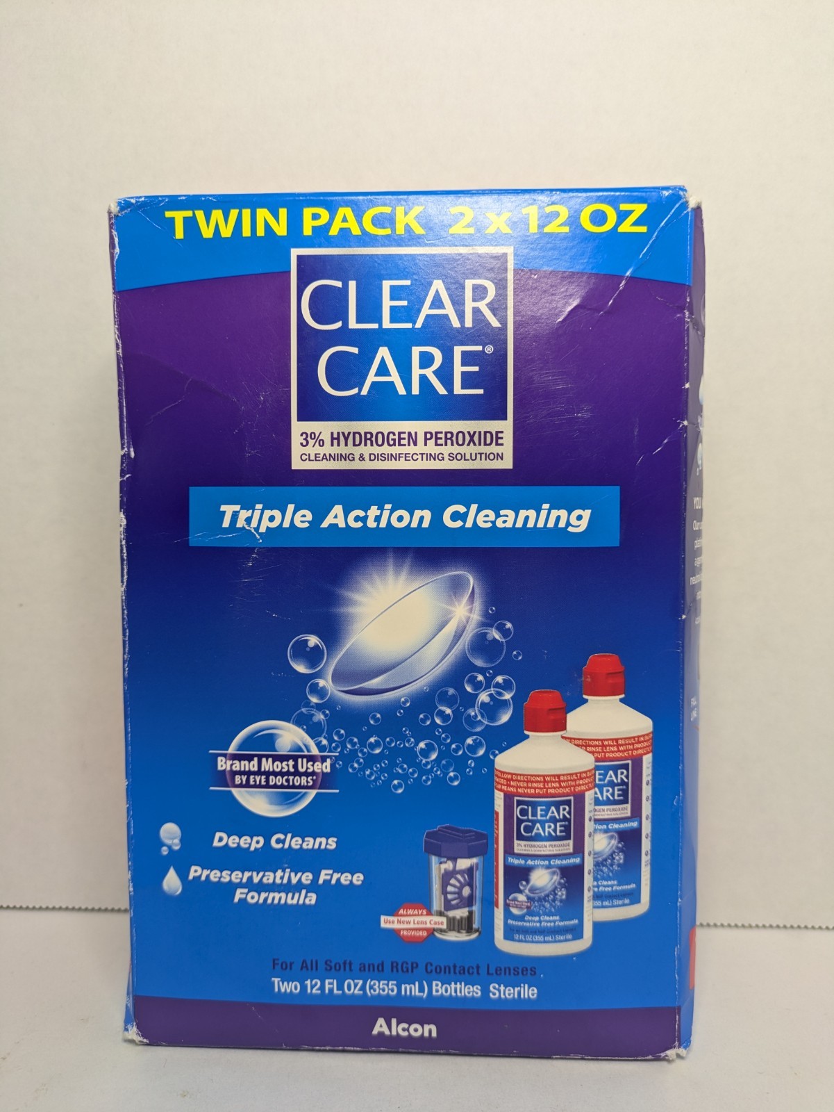 Alcon- Clear Care Triple Action Cleaning Twin Pack 2 x 12 Oz – Box Damage