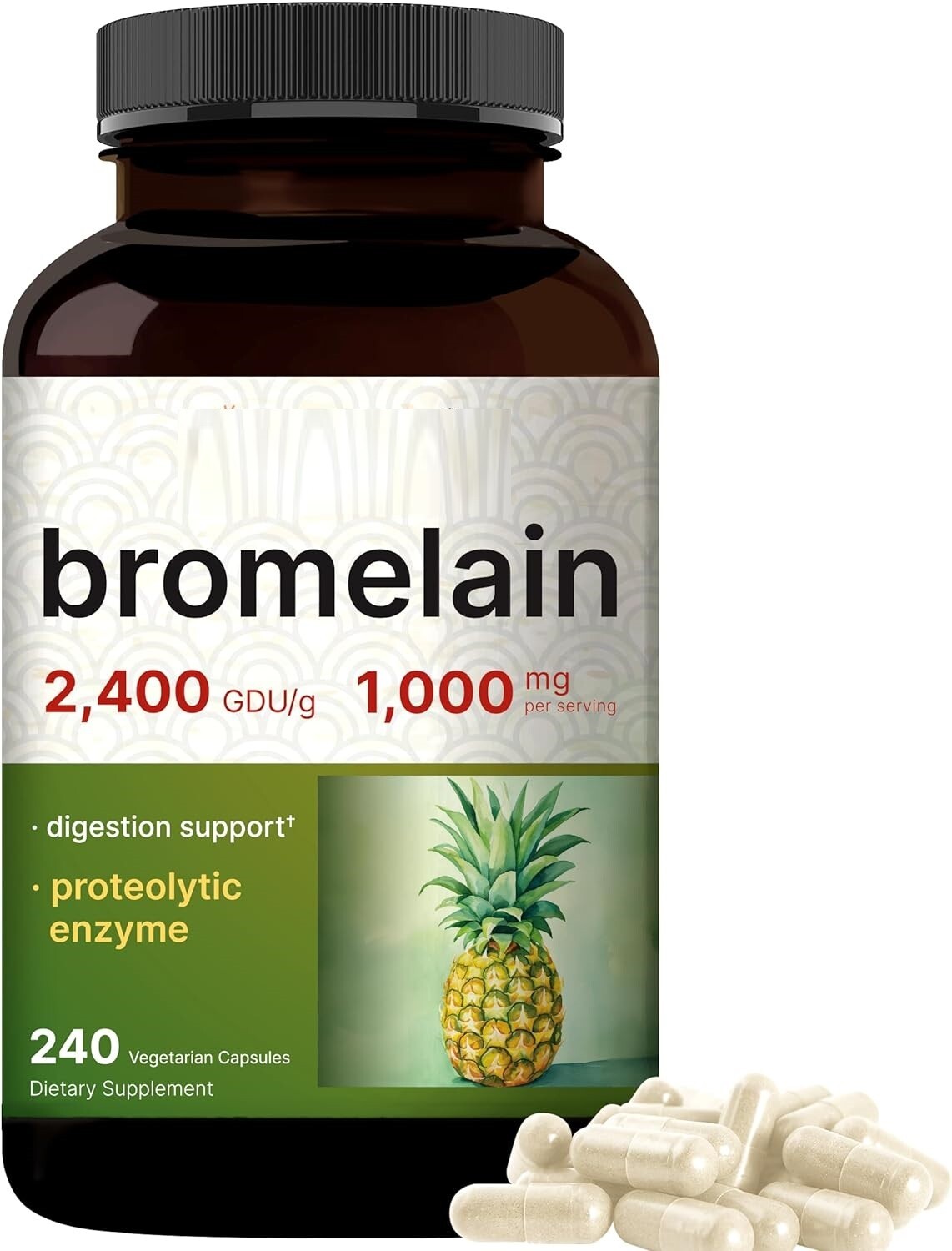 Bromelain 1000mg 2400GDU from Pineapple 240 Caps Digestive Enzymes/Joint Support