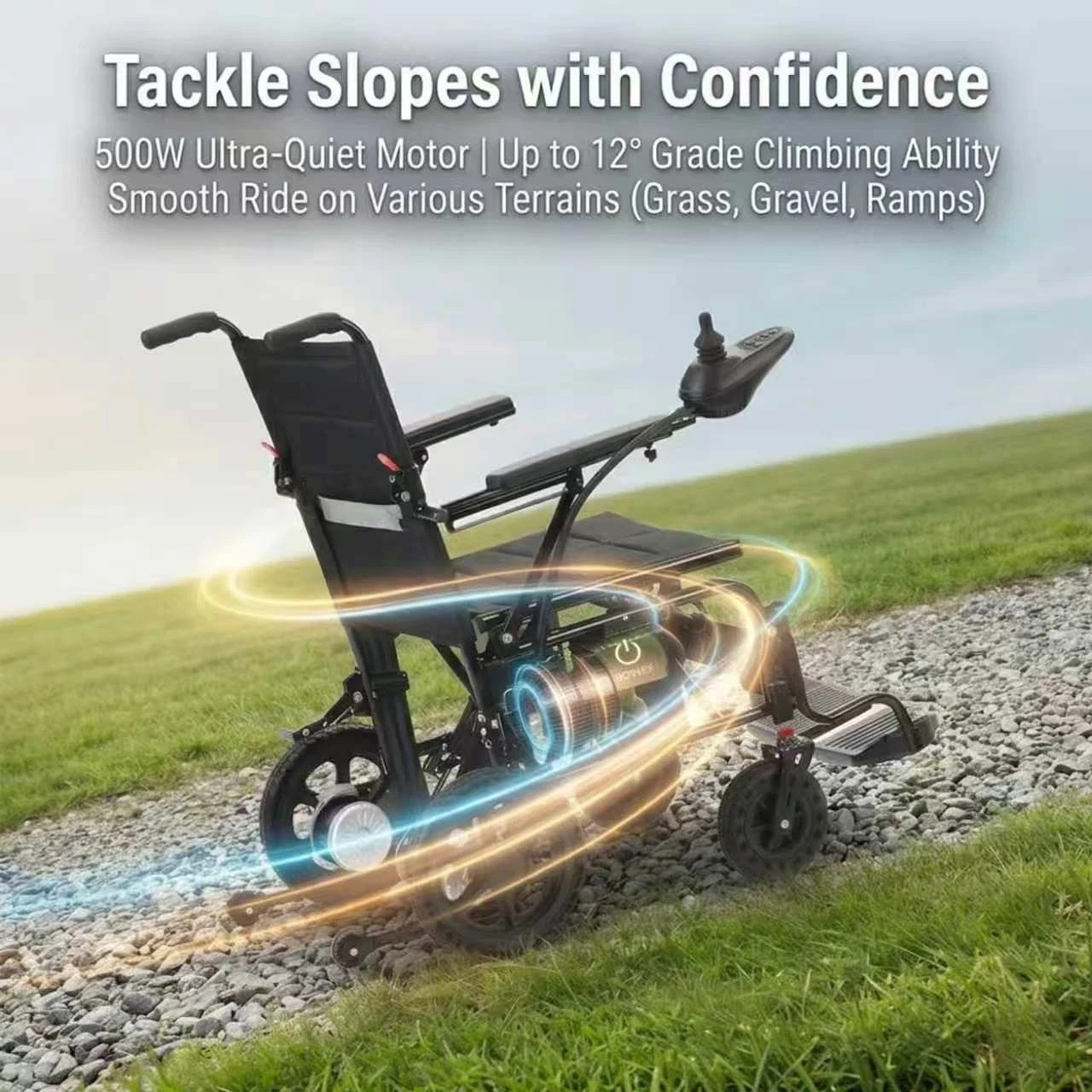 Quelith 500W All Terrain Foldable Electric Wheelchairs Power Wheelchair airplane