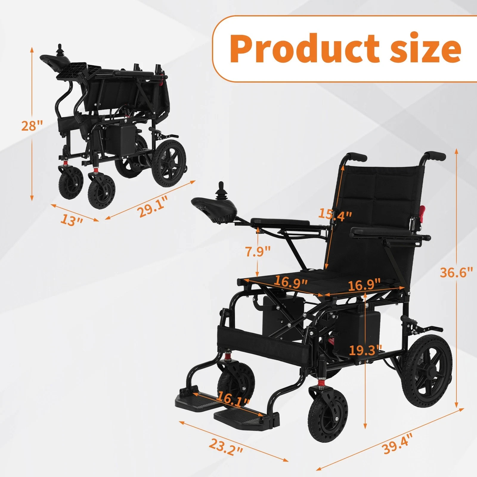 Quelith 500W All Terrain Foldable Electric Wheelchairs Power Wheelchair airplane