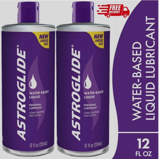 Astroglide Water Based Lube (12 Fl Oz), Liquid Personal Lubricant, (Pack of 2)
