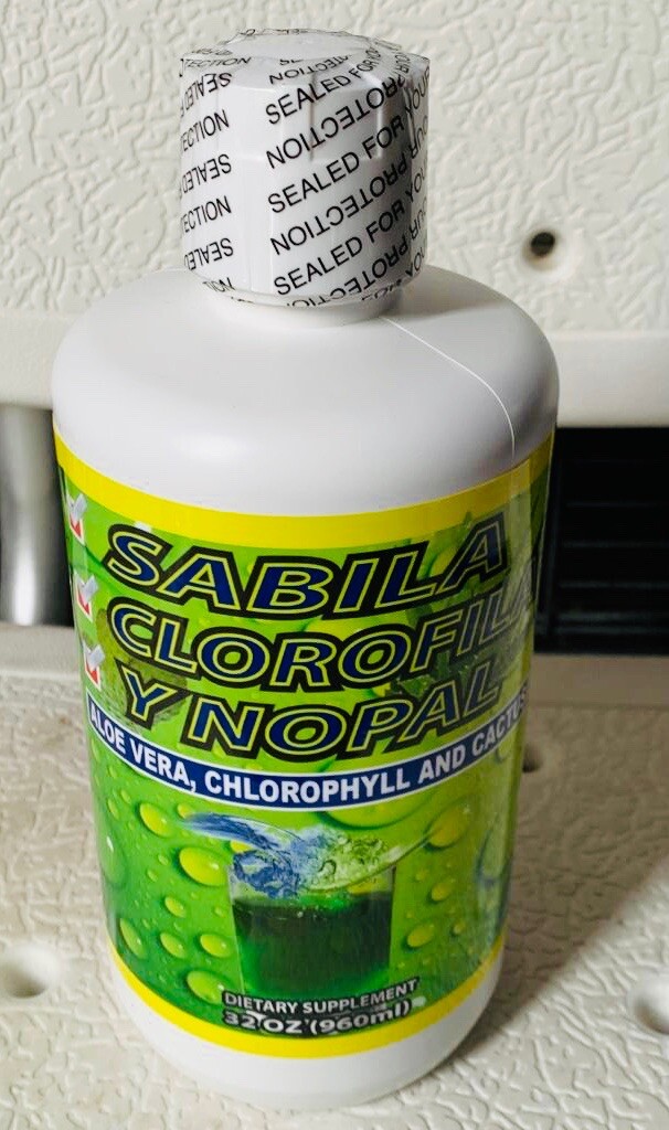 New Sabila Clorofila y Nopal Liquido Chlorophyll Aloe Vera & Cactus 32oz Liquid