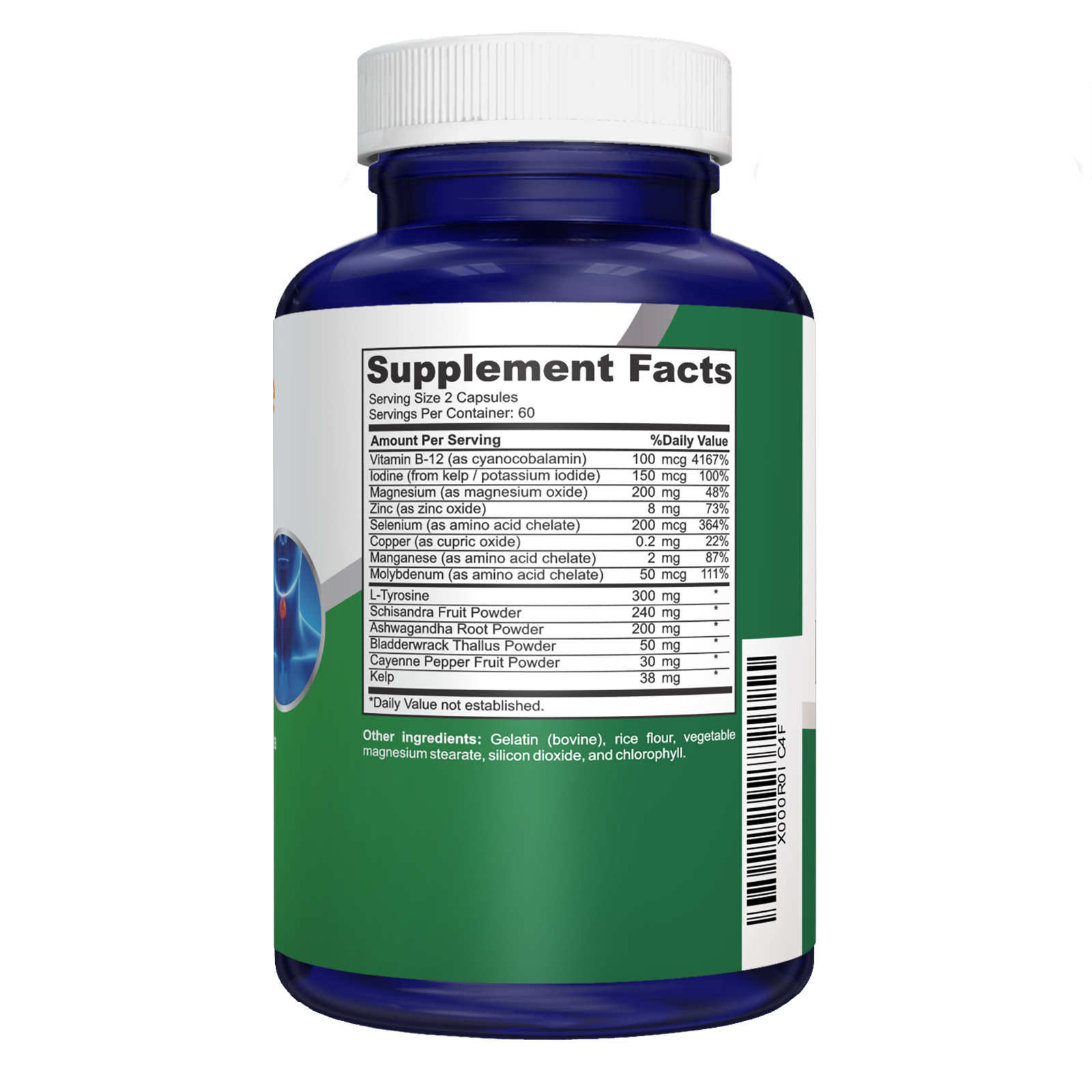 NusaPure Premium Thyroid Support Supplement (Non-GMO) 120 caps