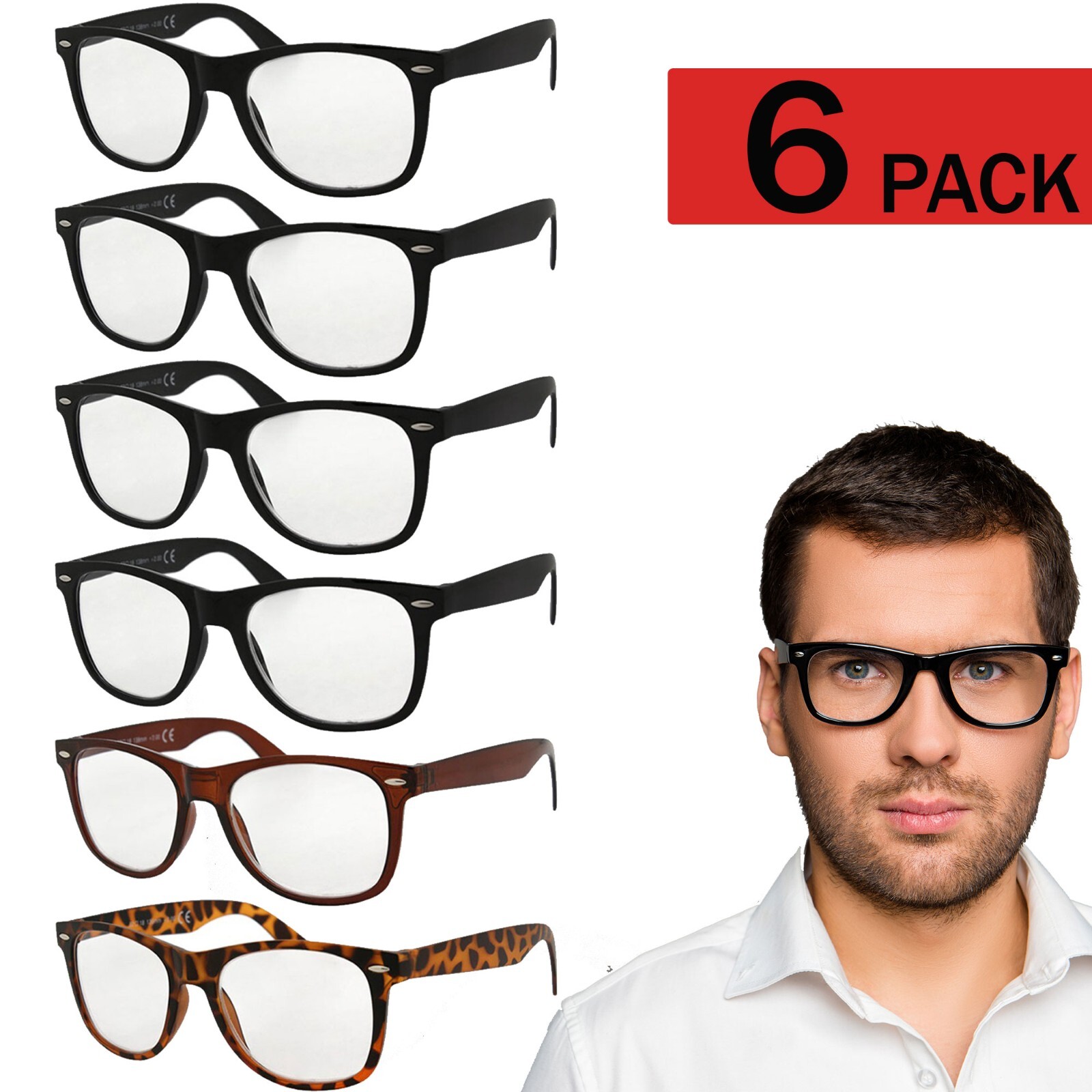 Reading Glasses Mens Womens Reader 6 Pack Style Frames Style NEW Retro Look