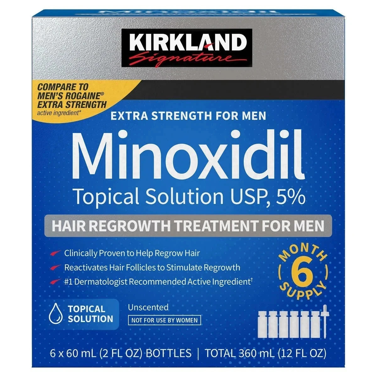 Minoxidil 5% Extra Strength Men 6 Month Supply Hair Regrowth Solution Free Ship