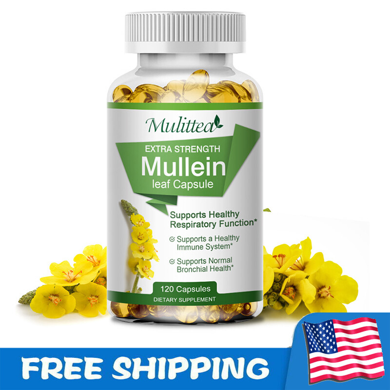 120 Mullein Leaf Capsules for Lung Cleansing&Detox Herbal Dietary Supplement