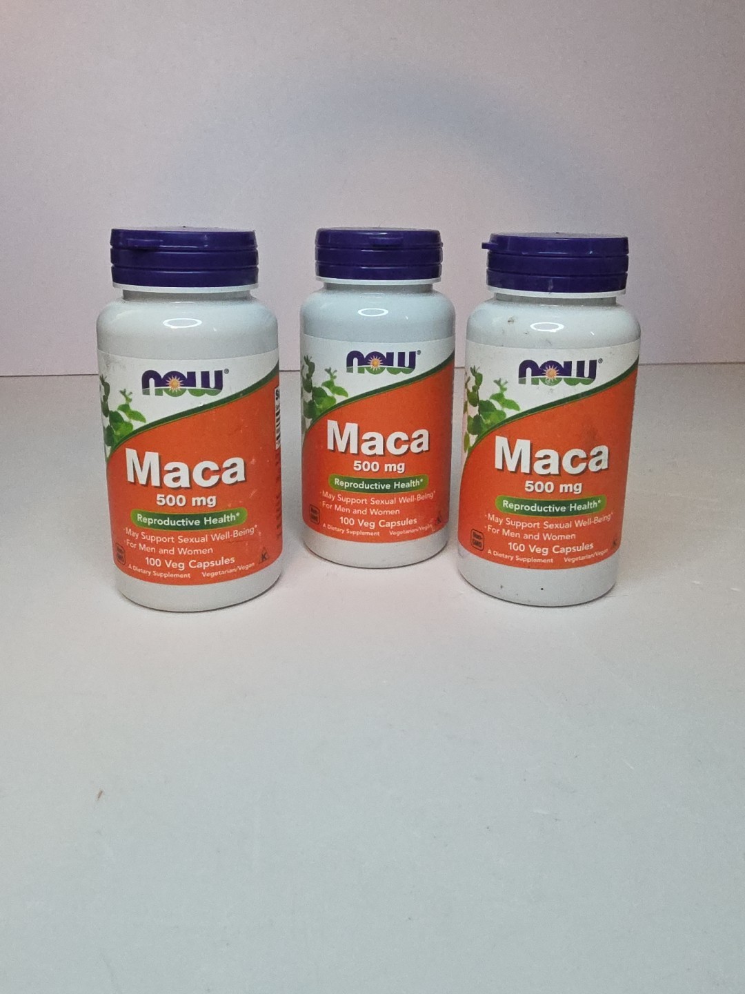 NOW FOODS Maca 500 mg 100 Veg Capsules Each (3 BOTTLES) EXP 08/2027