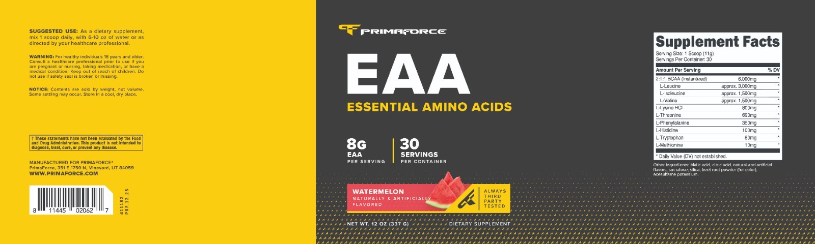 PrimaForce EAA Powder 30 Servings (Watermelon) – Essential Amino Acids