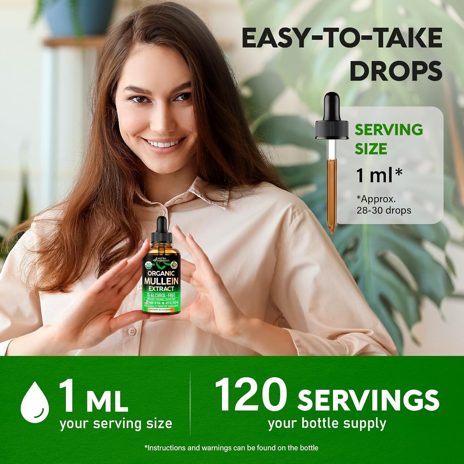 Mullein Drops for Lungs – USDA Organic Liquid – Mullein Leaf Extract Supplement!