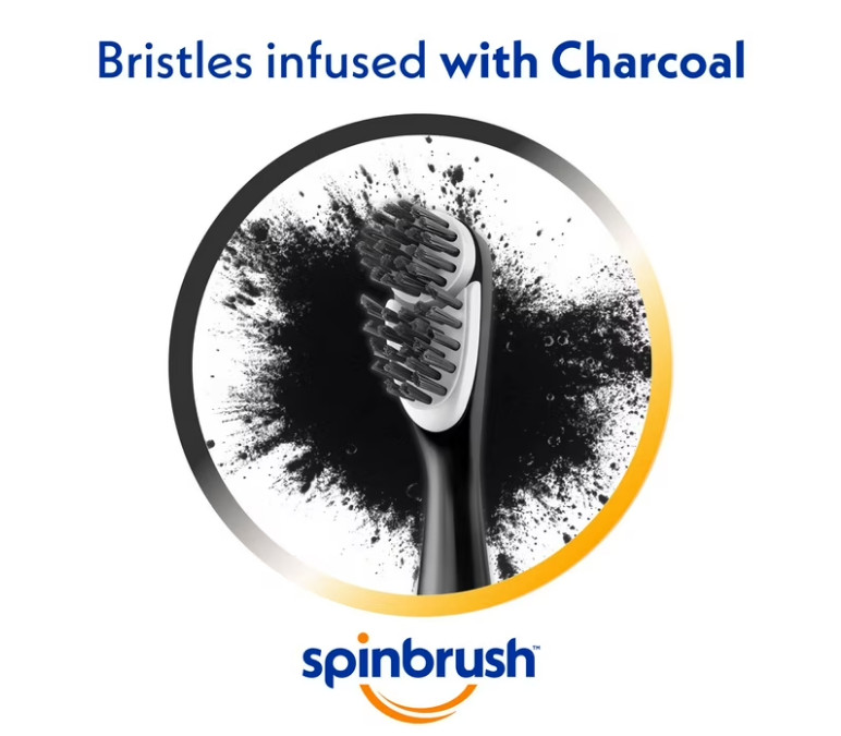 Spinbrush Charcoal Clean Battery-brush, Charcoal-Infused, electric 1-Count