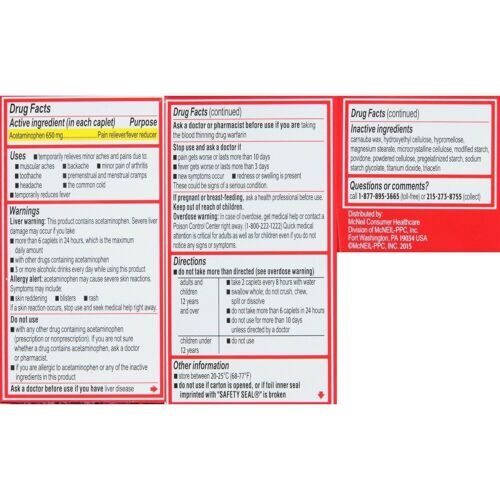 Tylenol 8 Hours Relief Acetaminophen Extended Release Tablets 650 mg 24 Count