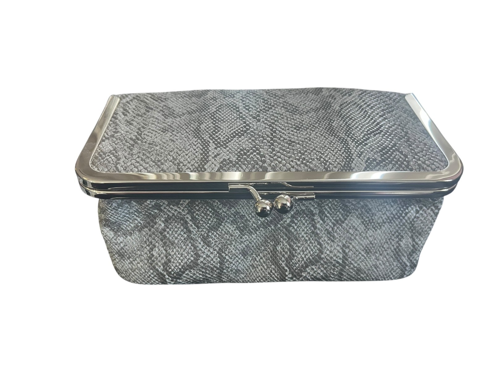 Makeup Train Case Cosmetic Bag Travel Snakeskin Makeup Bag, Cosmetic Case GRAY