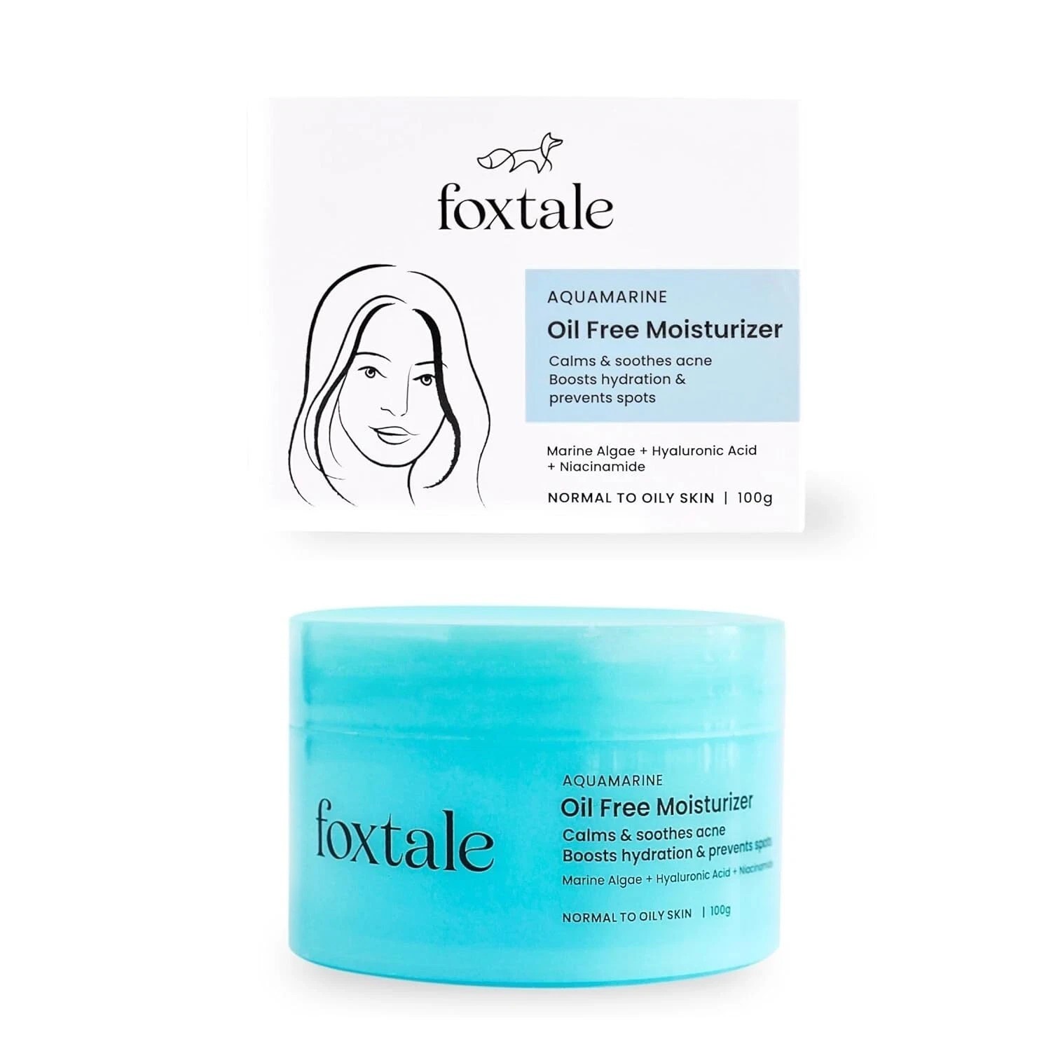 Foxtale Oil Free Moisturizer with Hyaluronic Acid / Acne-Prone Skin / 100g